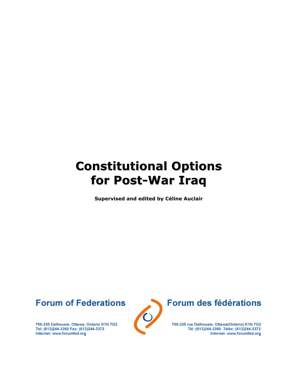 Constitutional Options for Post-War Iraq