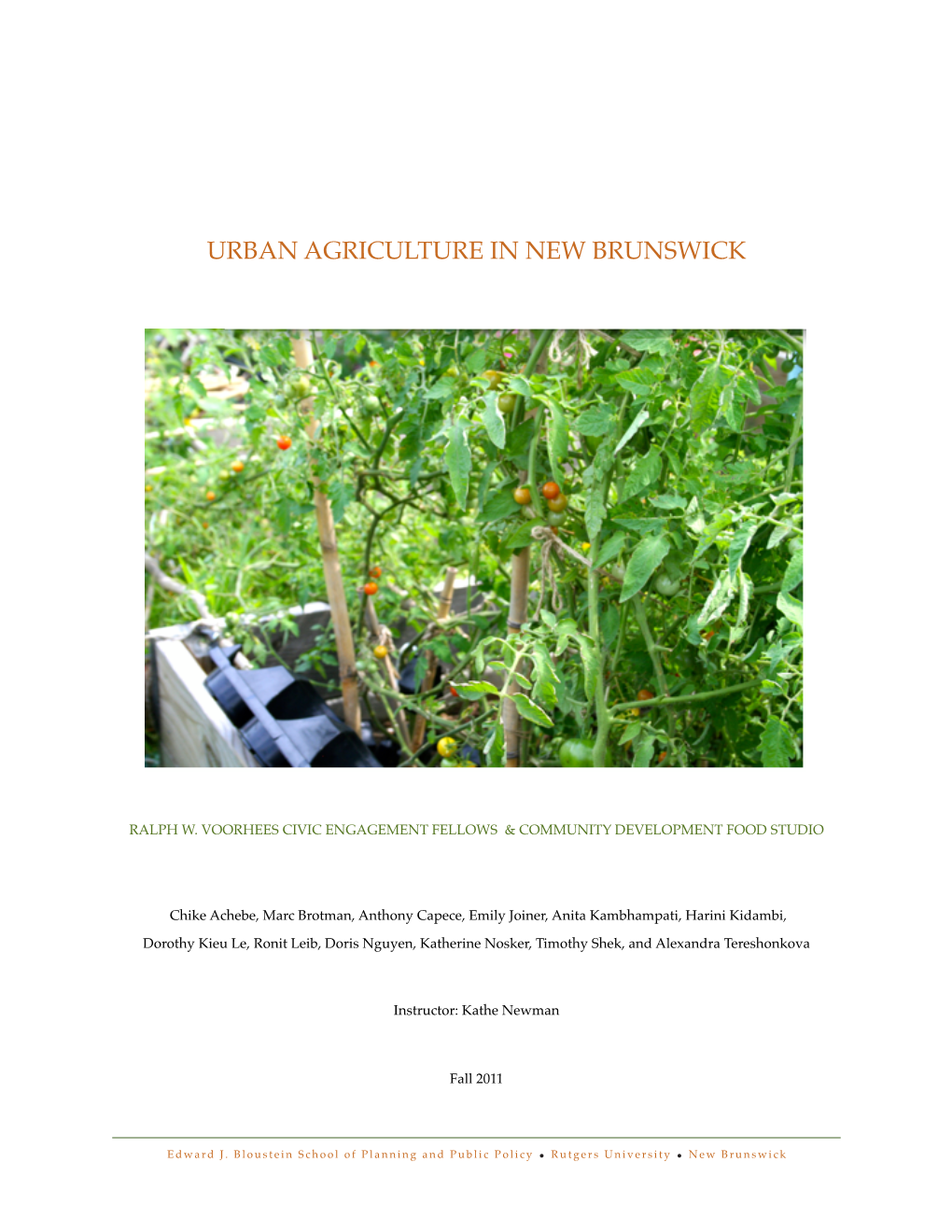 Urban Agriculture in New Brunswick