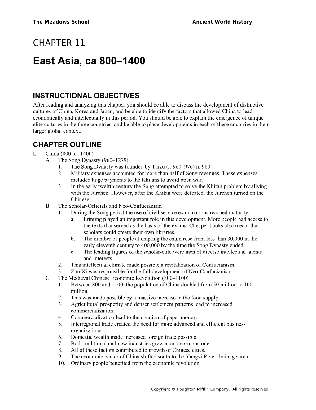 East Asia Chapter Outline