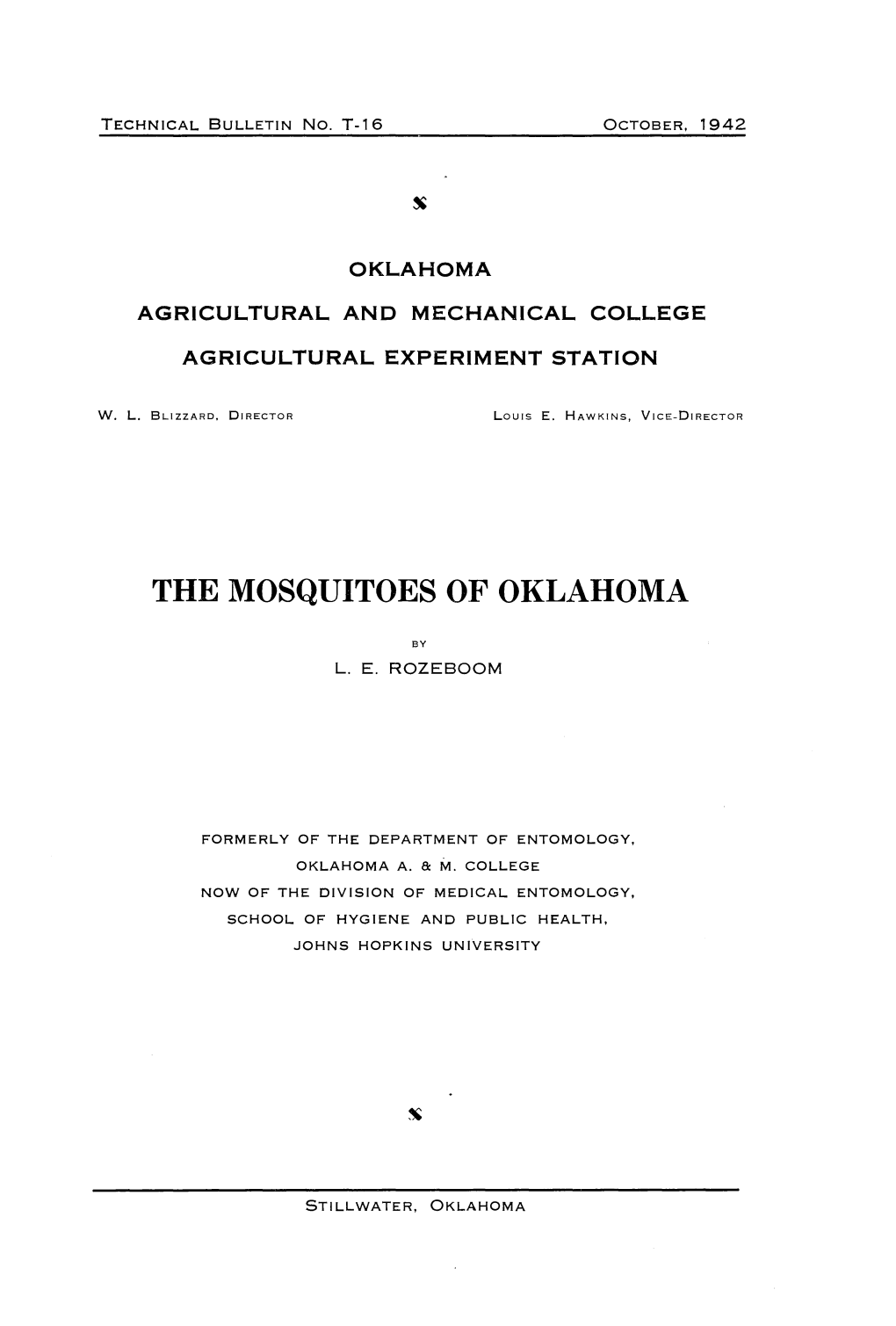 The Mosquitoes of Oklahoma