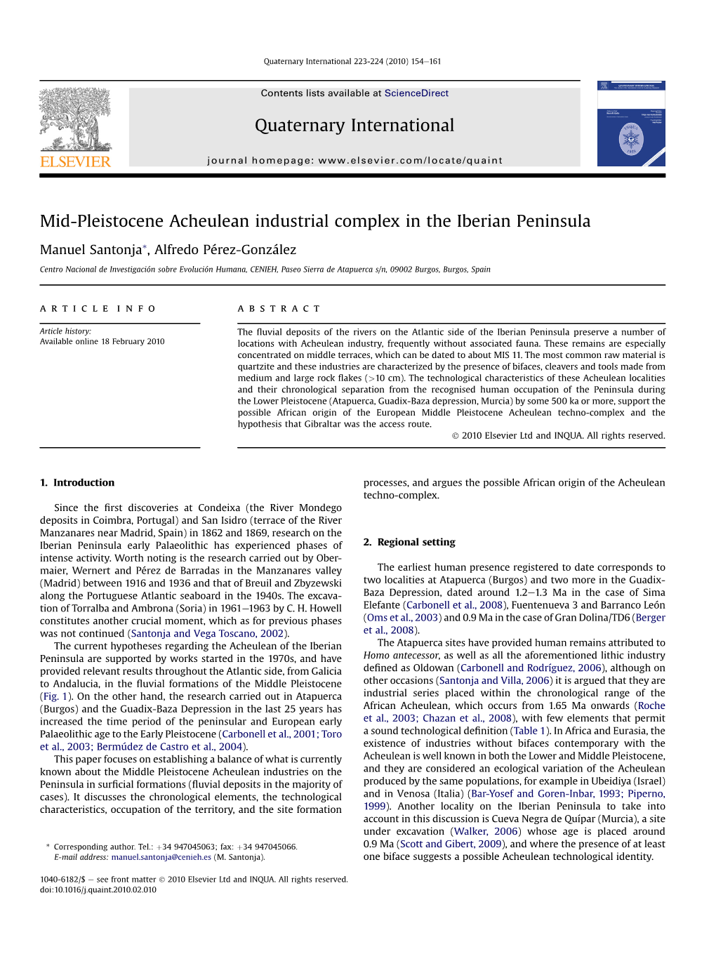 Mid-Pleistocene Acheulean Industrial Complex in the Iberian Peninsula