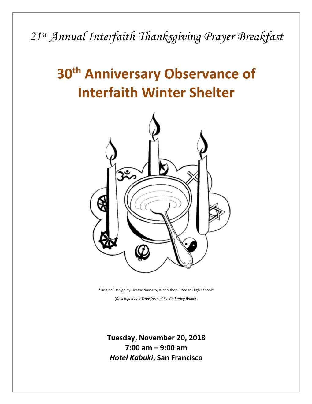 30Th Anniversary Observance of Interfaith Winter Shelter