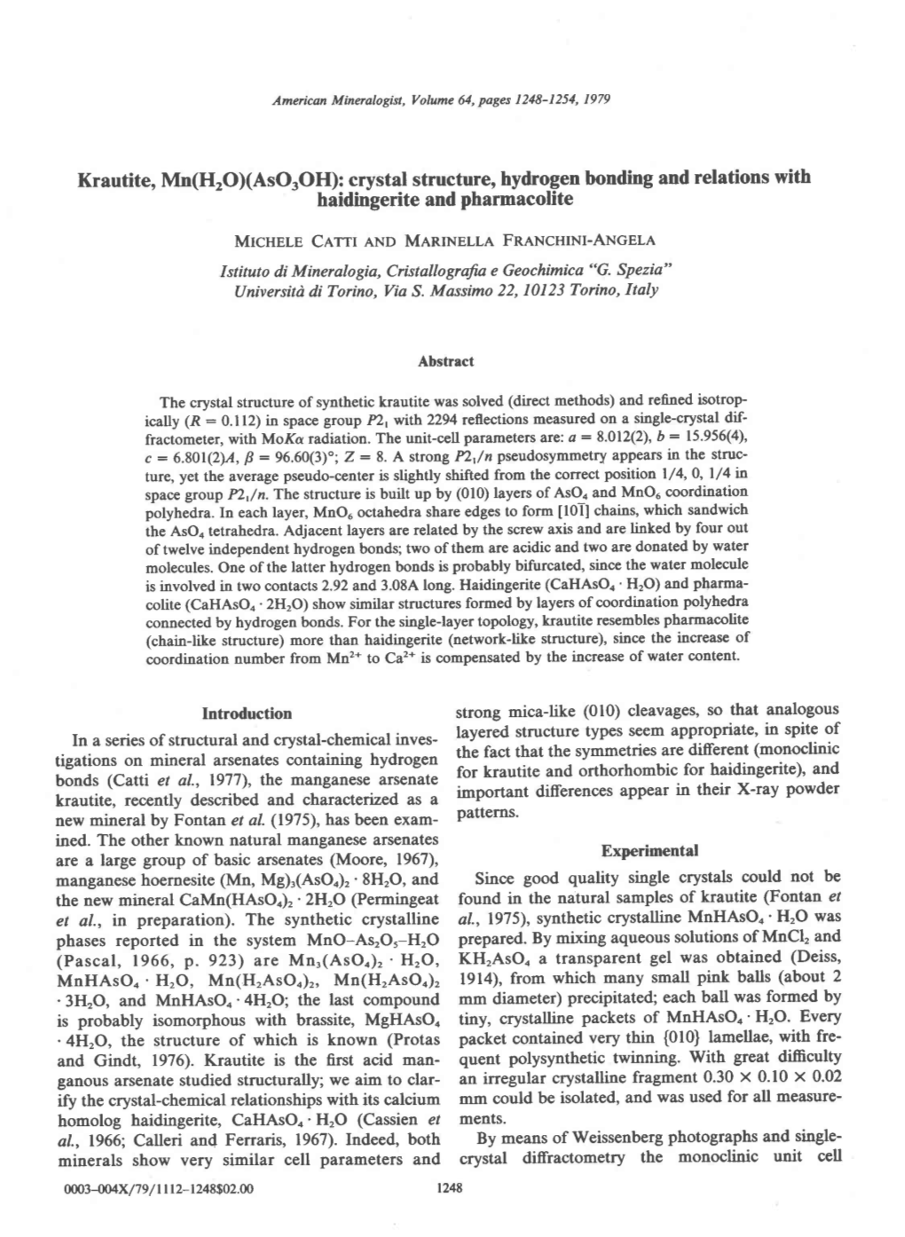 Crystal Structure, Hydrogen Bonding and Relations with Haidingerite And