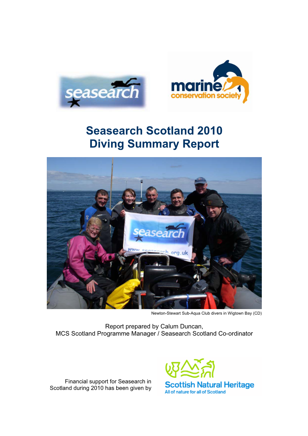 Seasearch Scotland 2010 Diving Summary Report