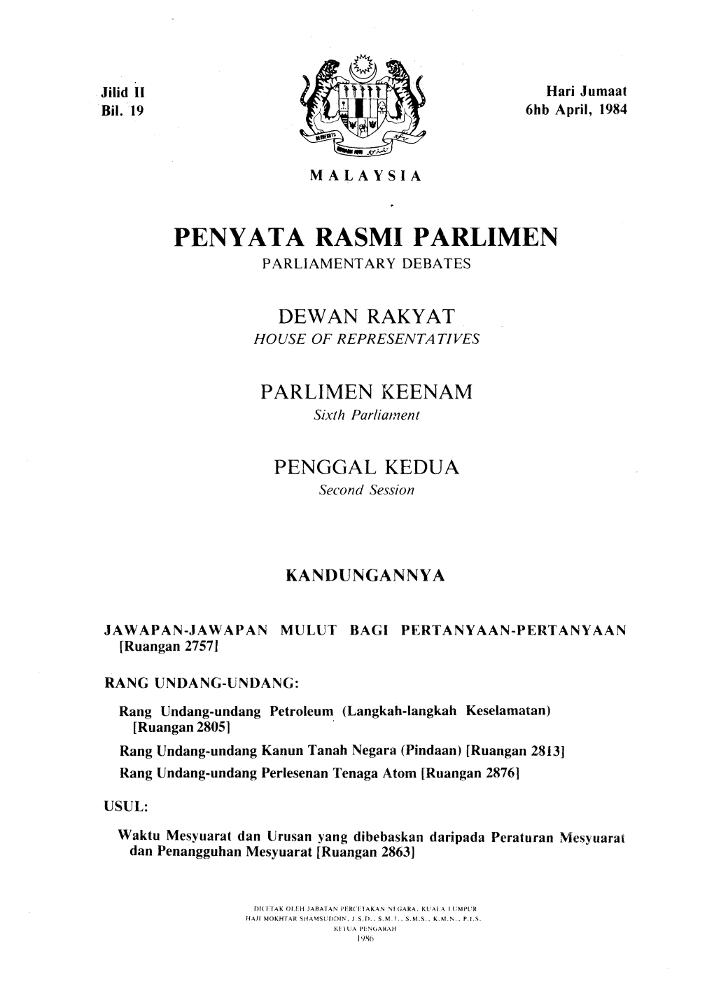 Penyata Rasmi Parlimen Parliamentary Debates