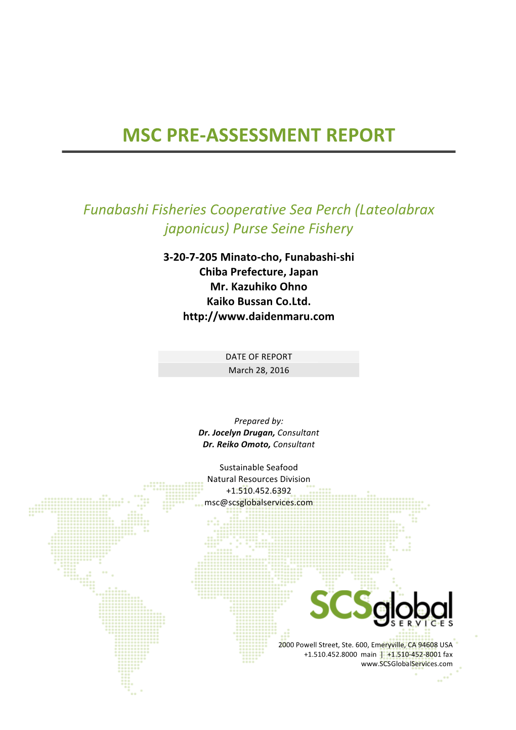 Msc Pre-Assessment Report