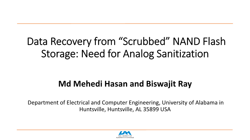 Data Recovery from “Scrubbed” NAND Flash Storage: Need for Analog Sanitization