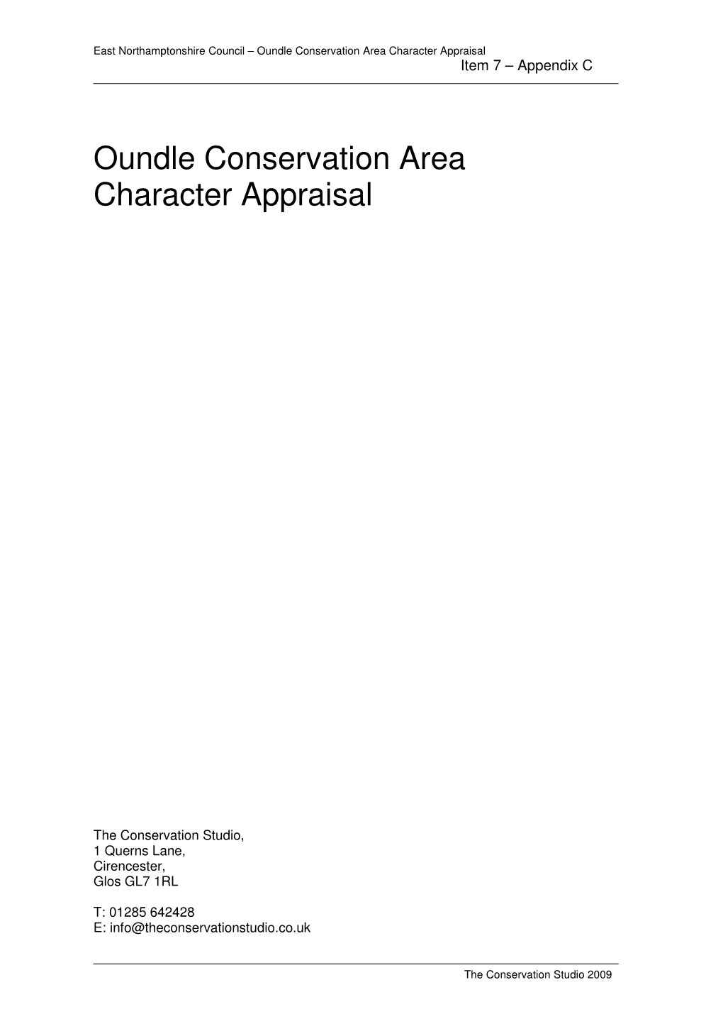 Oundle Conservation Area Character Appraisal Item 7 – Appendix C