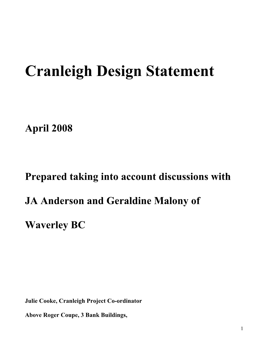 Cranleigh Design Statement