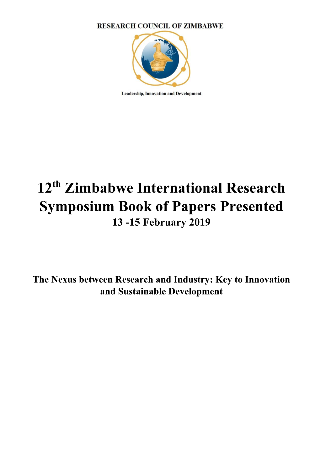 12Th ZIRS Book of Papers Presented