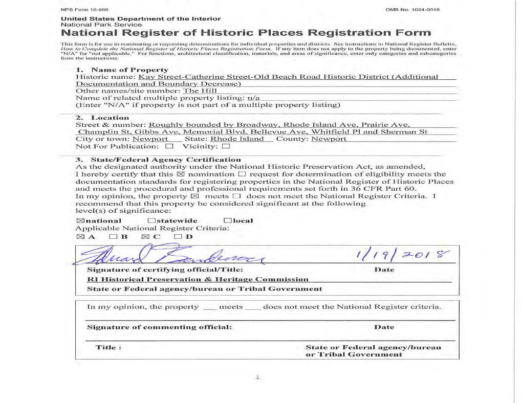 United States Department of the Interior National Park Service / National Register of Historic Places Registration Form NPS Form 10-900 OMB No