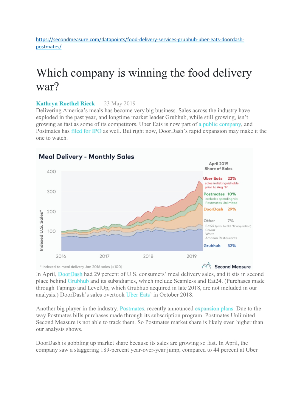 Which Company Is Winning the Food Delivery War?