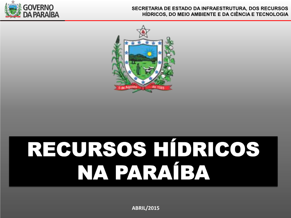 Recursos Hídricos Na Paraíba