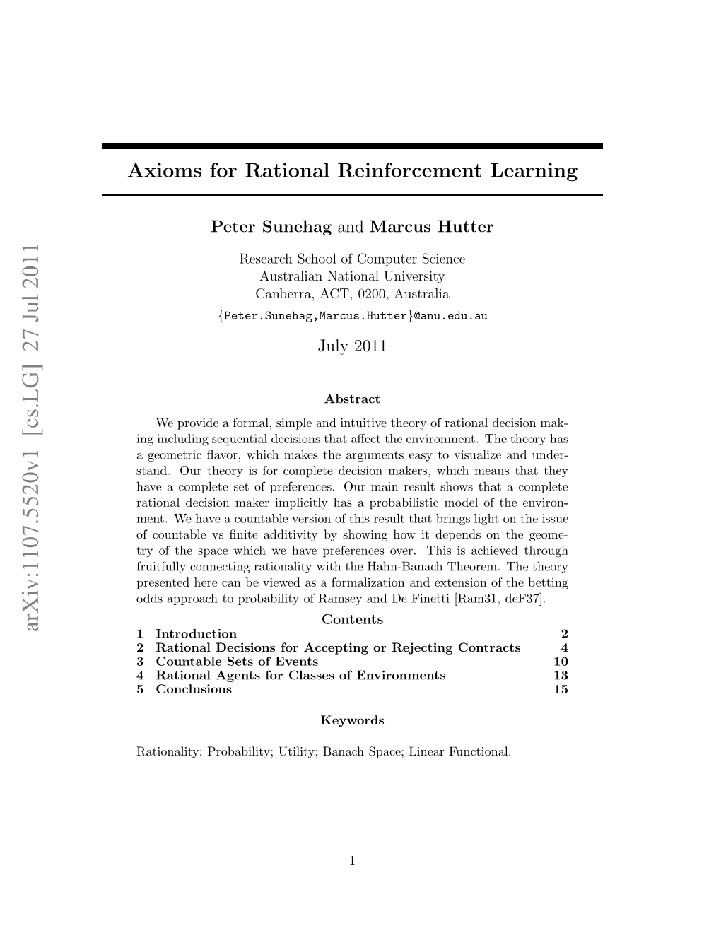 Axioms for Rational Reinforcement Learning