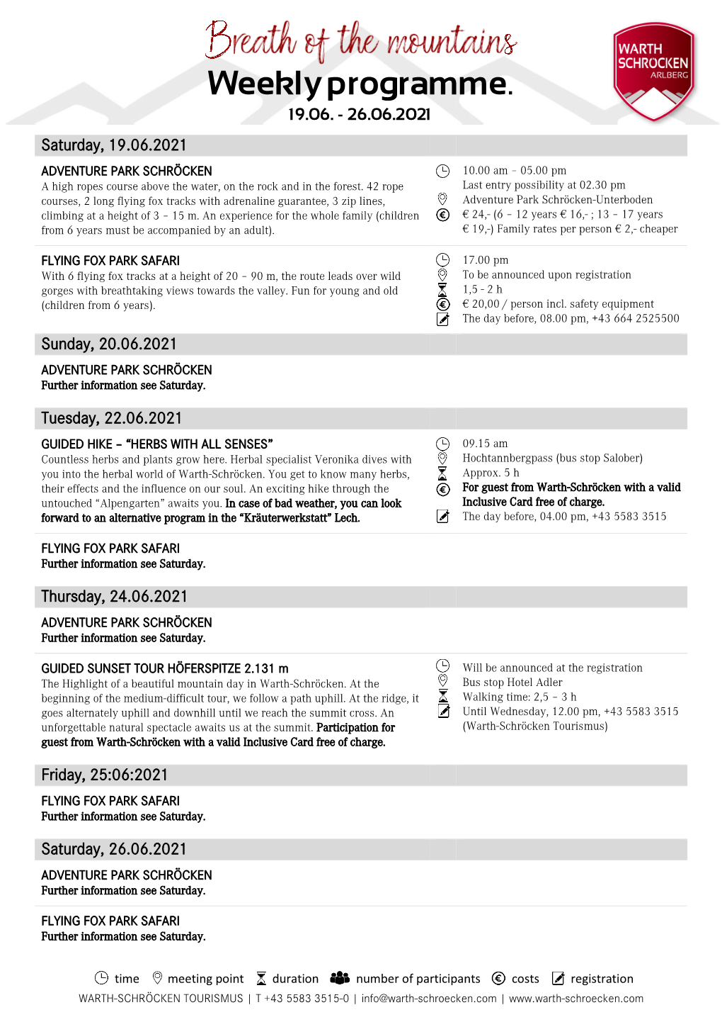 Weekly Programme. 19.06