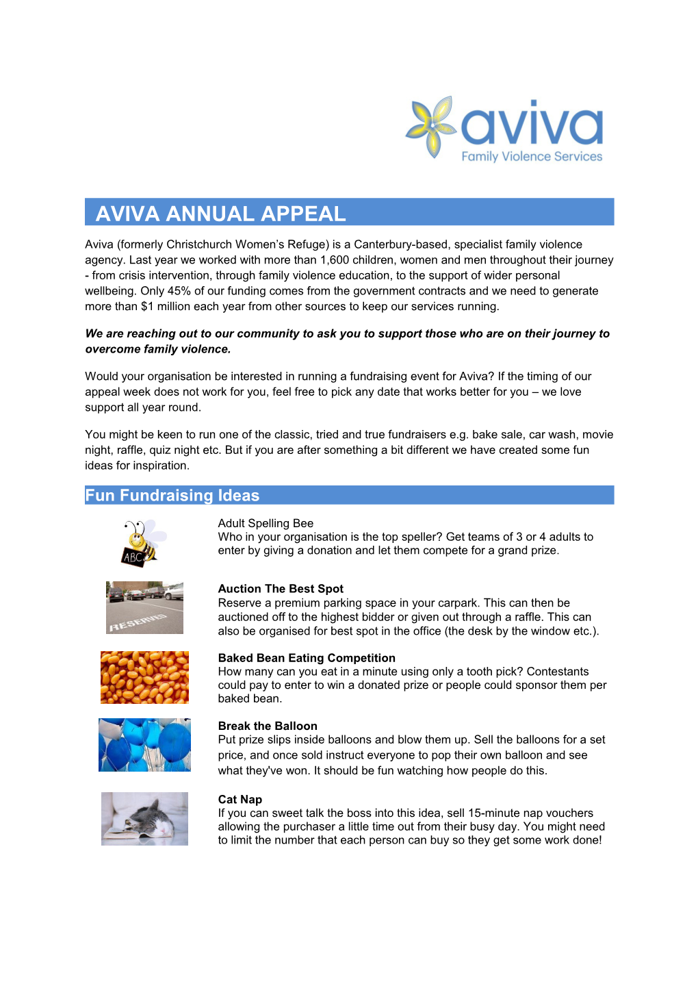 Aviva Annual Appeal