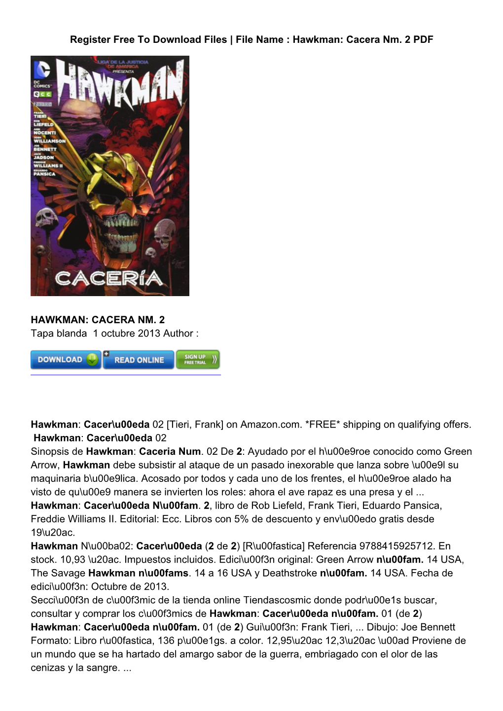 [DAN]? Descargar Gratis Hawkman: Cacer an M. 2