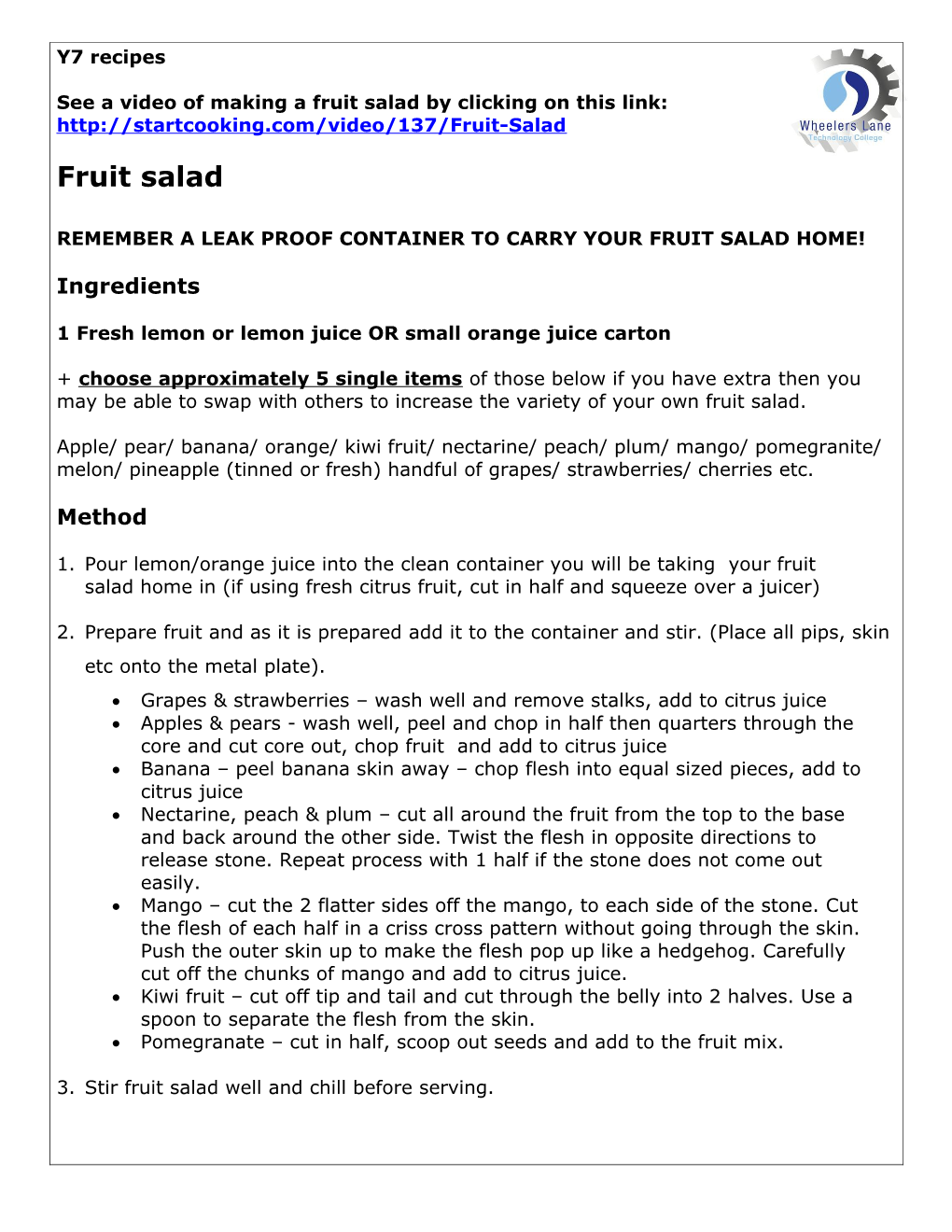 See a Video of Making a Fruit Salad by Clicking on This Link