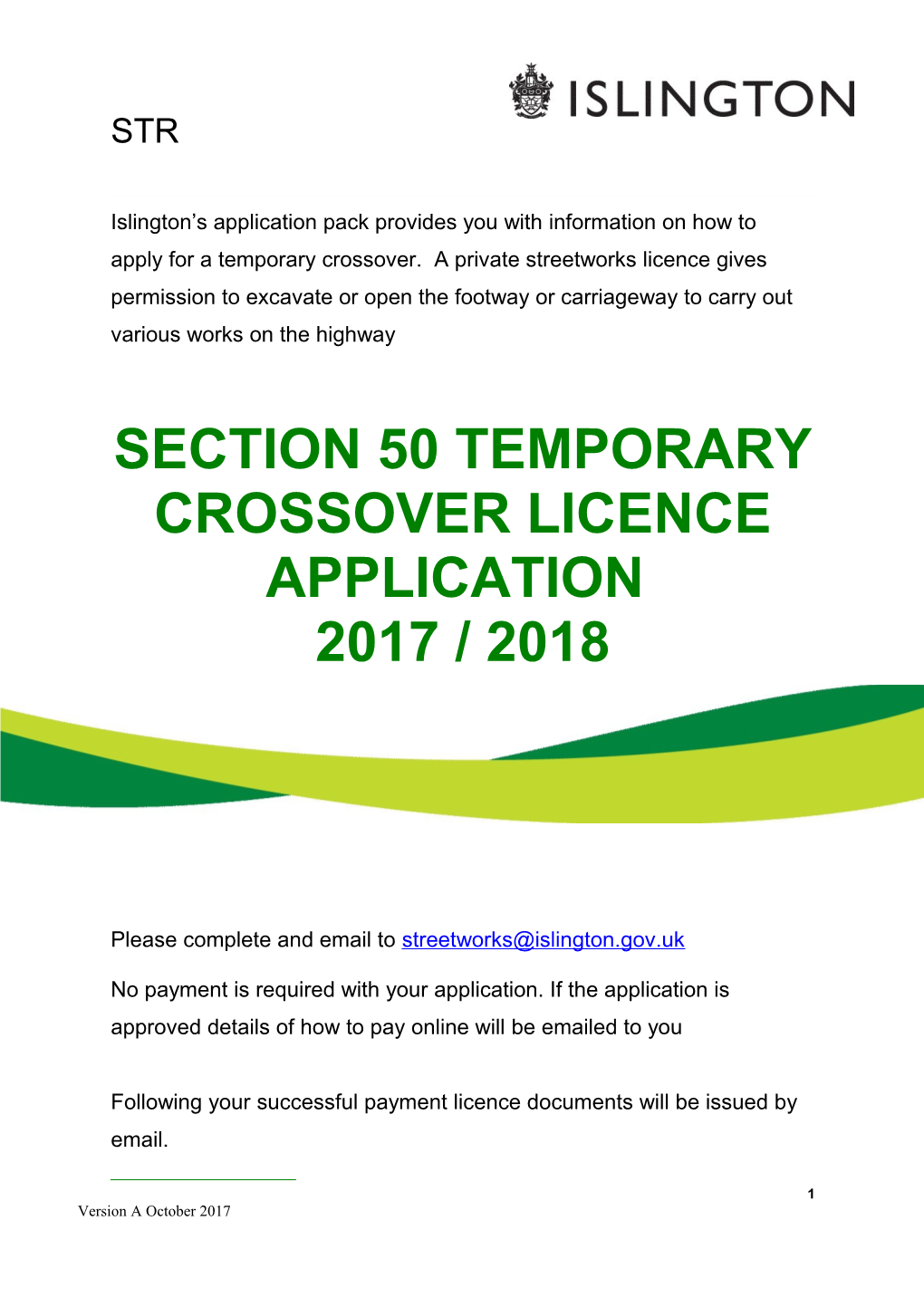 2017 Section 50 Temporary Crossover Application Ver a Oct 2017