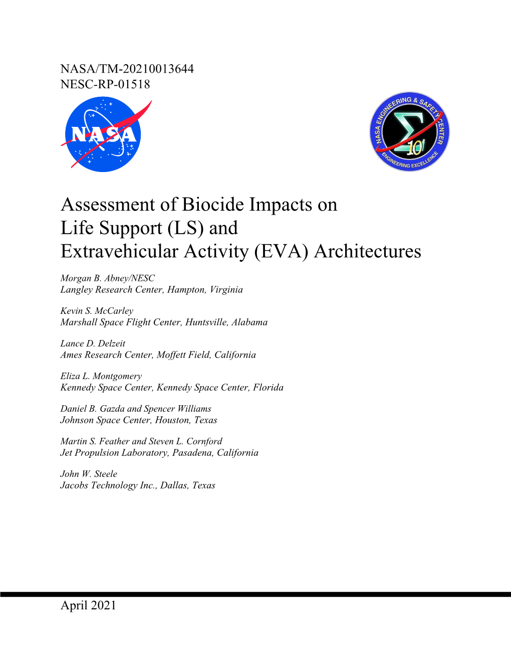 Assessment of Biocide Impacts on Life Support (LS) and Extravehicular Activity (EVA) Architectures