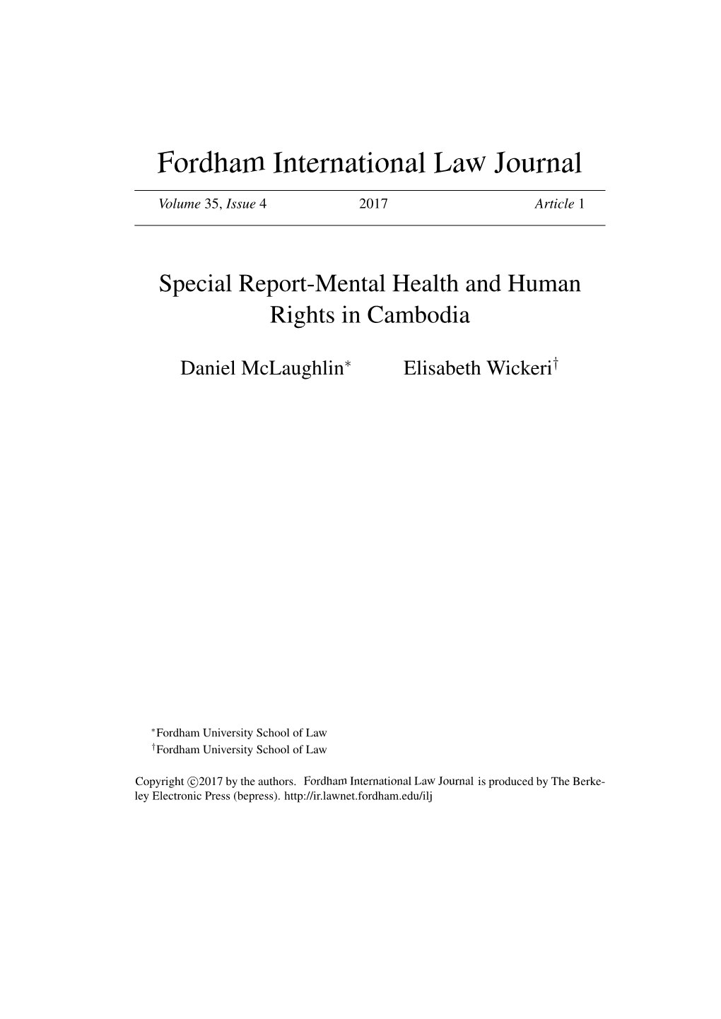 Special Report-Mental Health and Human Rights in Cambodia