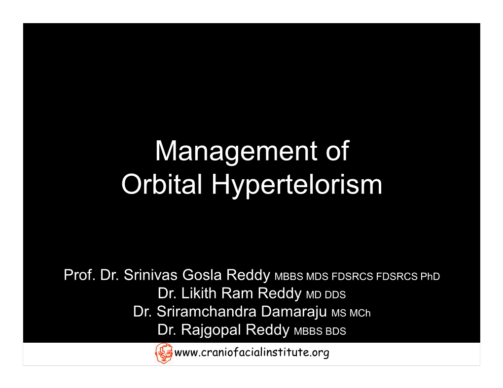 Management of Orbital Hypertelorism