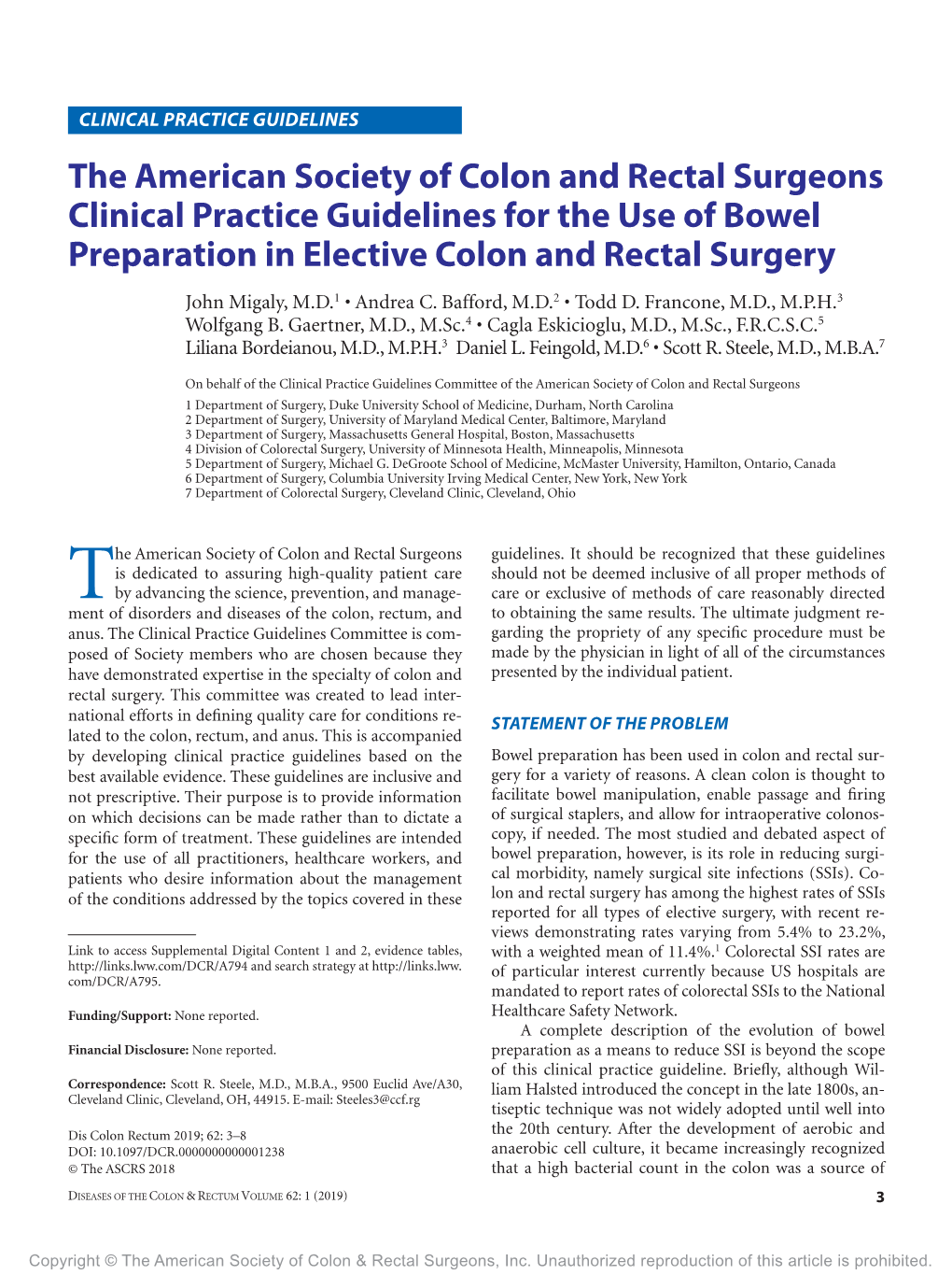 The American Society of Colon and Rectal Surgeons Clinical Practice