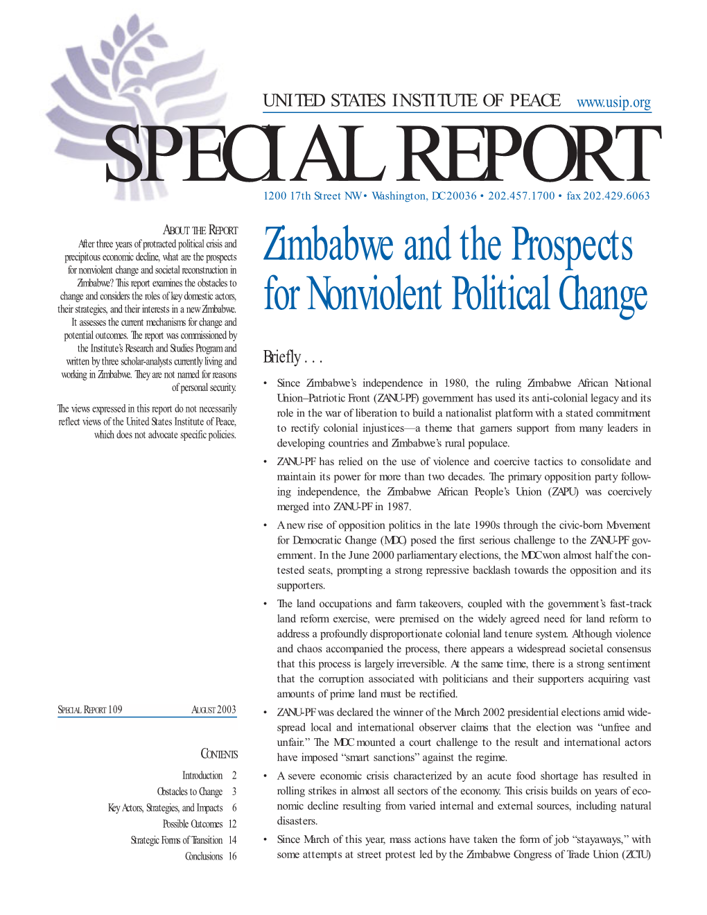 Zimbabwe and the Prospects for Nonviolent Political Change