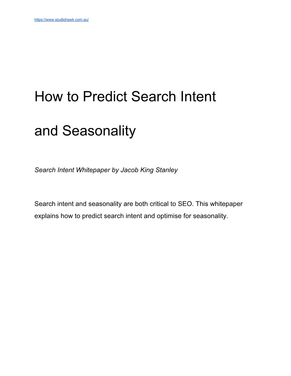 How to Predict Search Intent and Seasonality