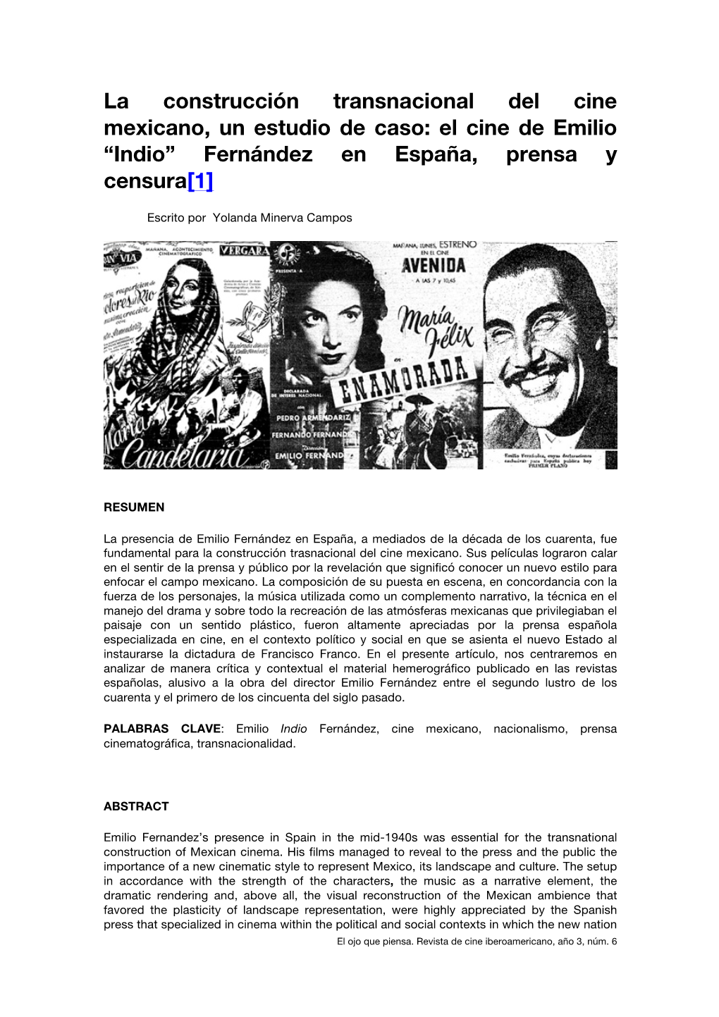 El Cine De Emilio “Indio” Fernández En España, Prensa Y Censura[1]