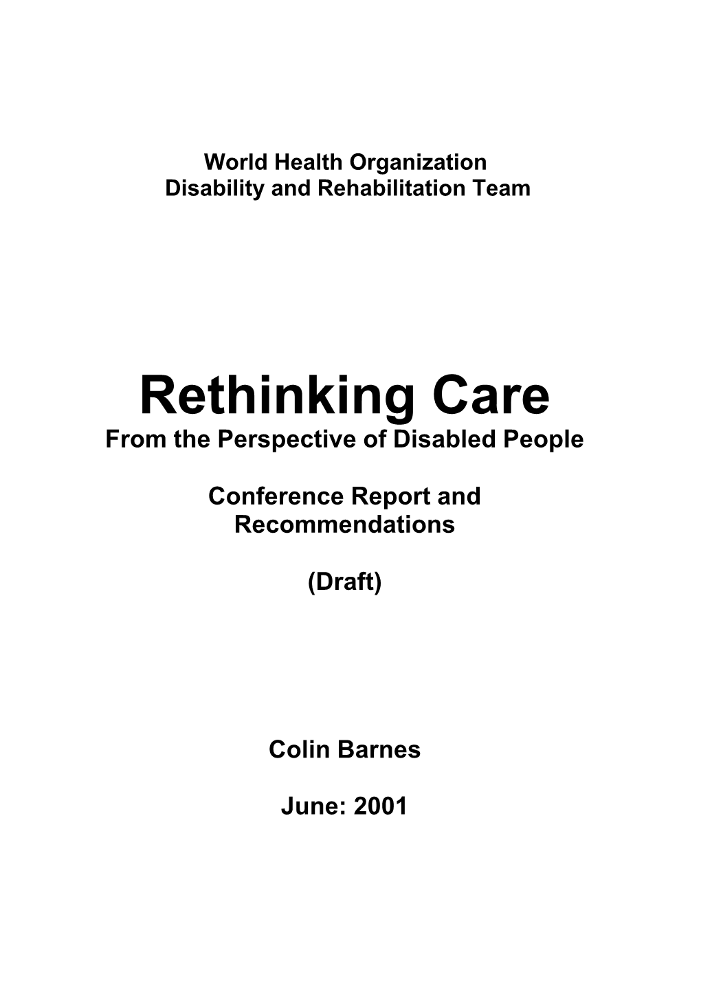 Rethinking Care from the Perspective of Disabled People