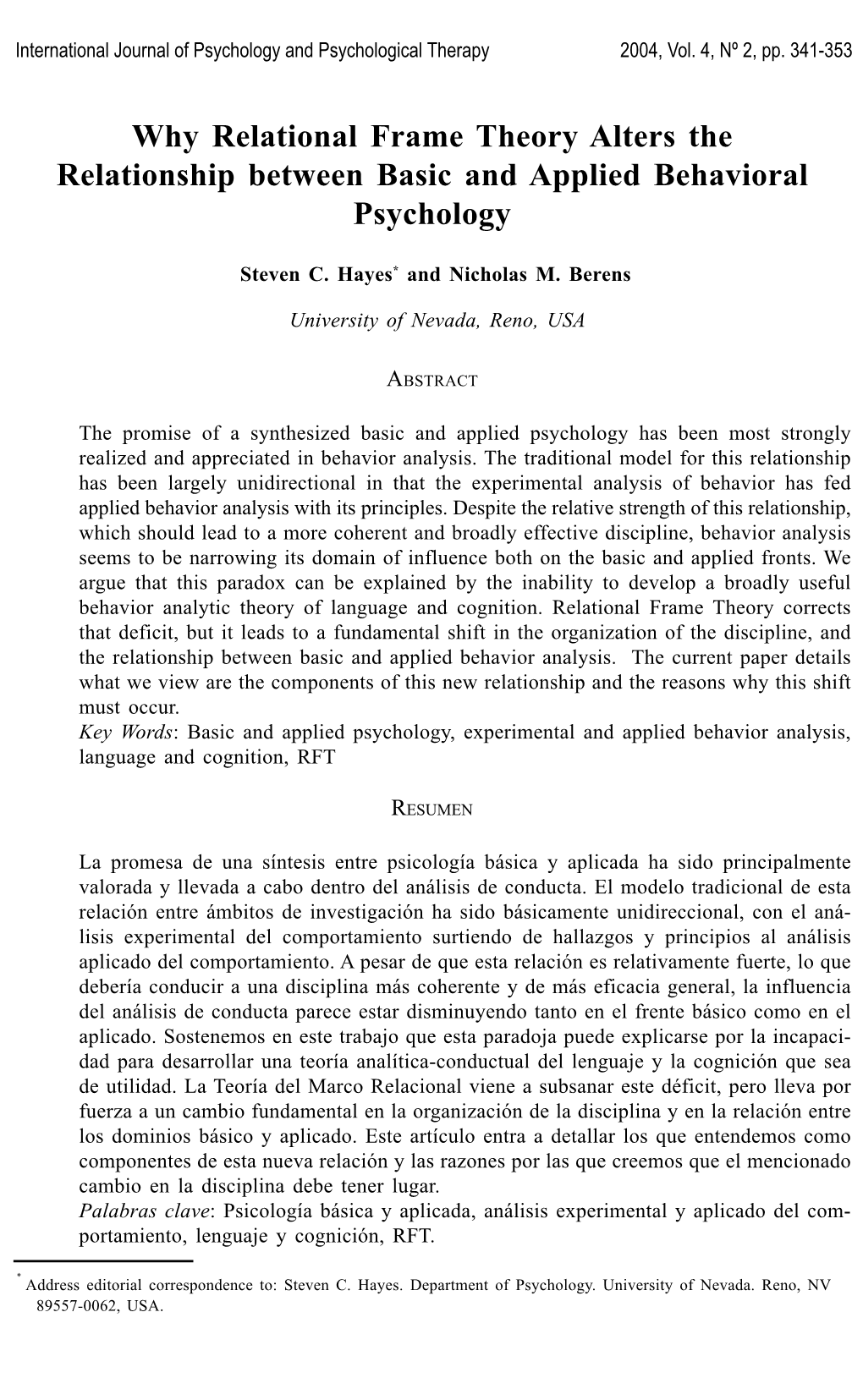 Why Relational Frame Theory Alters the Relationship Between Basic and Applied Behavioral Psychology