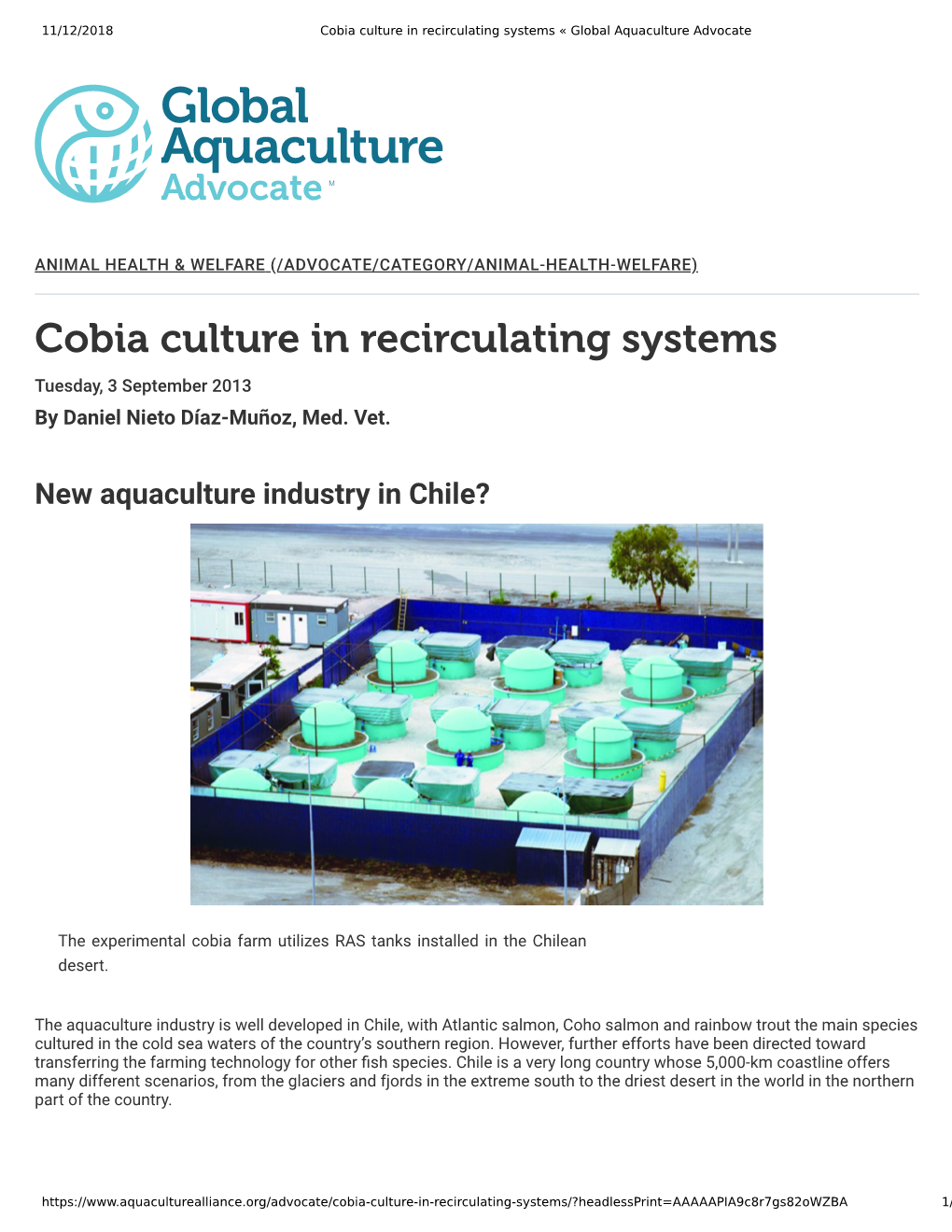 Cobia Culture in Recirculating Systems « Global Aquaculture Advocate