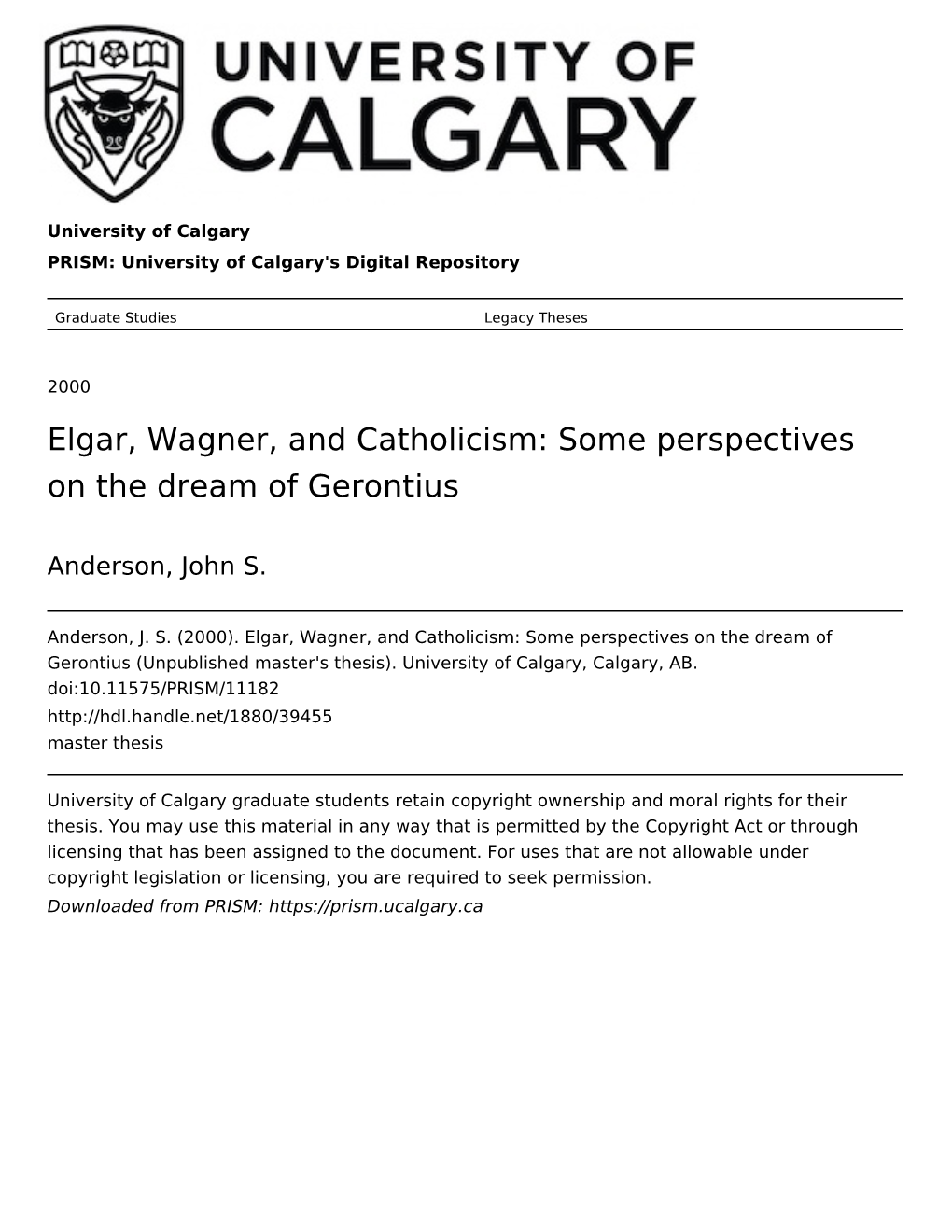 Elgar, Wagner, and Catholicism: Some Perspectives on the Dream of Gerontius