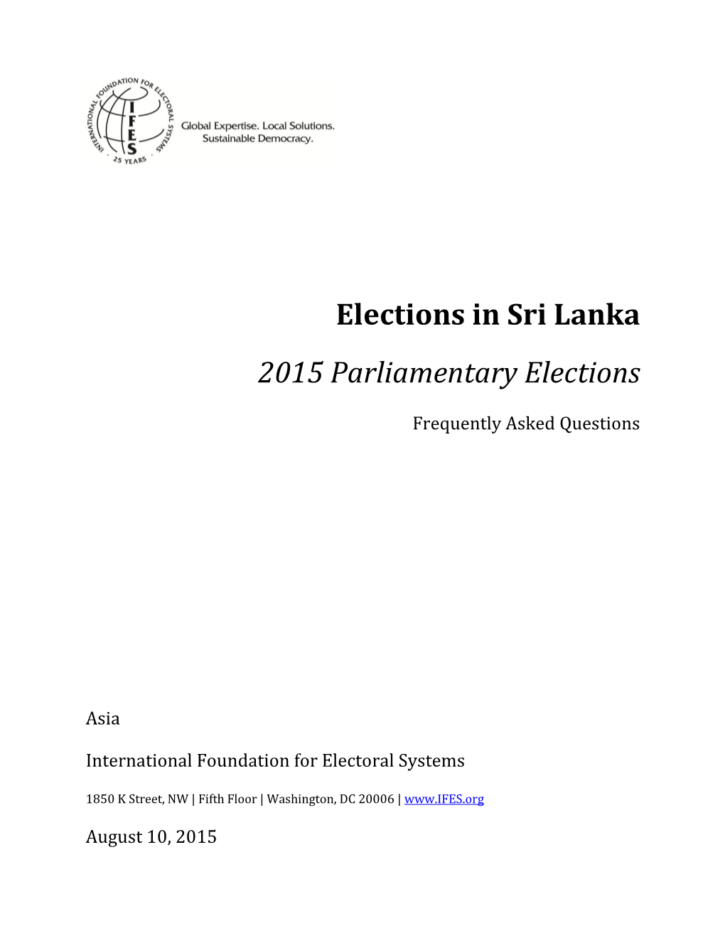 Elections in Sri Lanka 2015 Parliamentary Elections