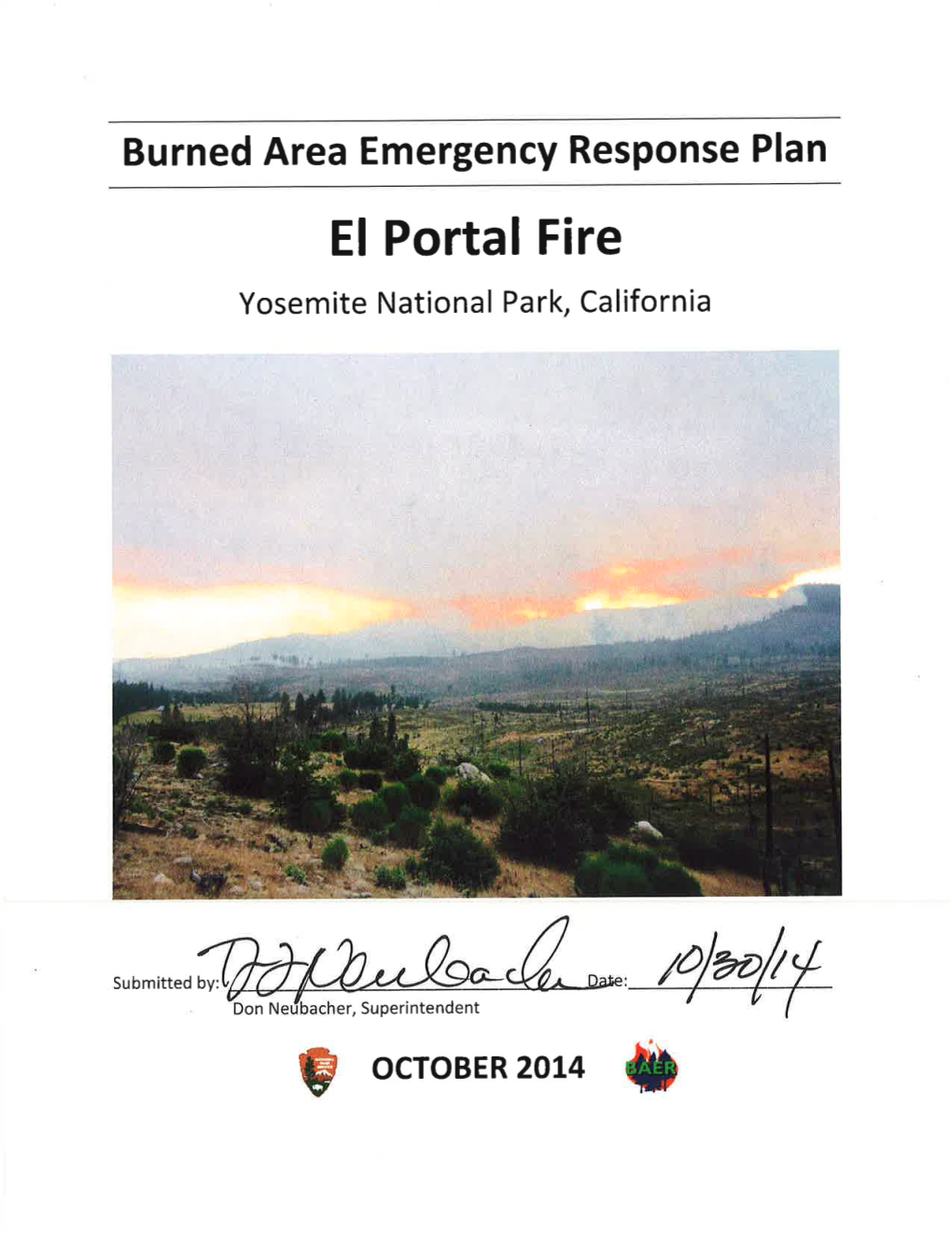 Burned Area Emergency Response Plan 1 Yosemite National Park