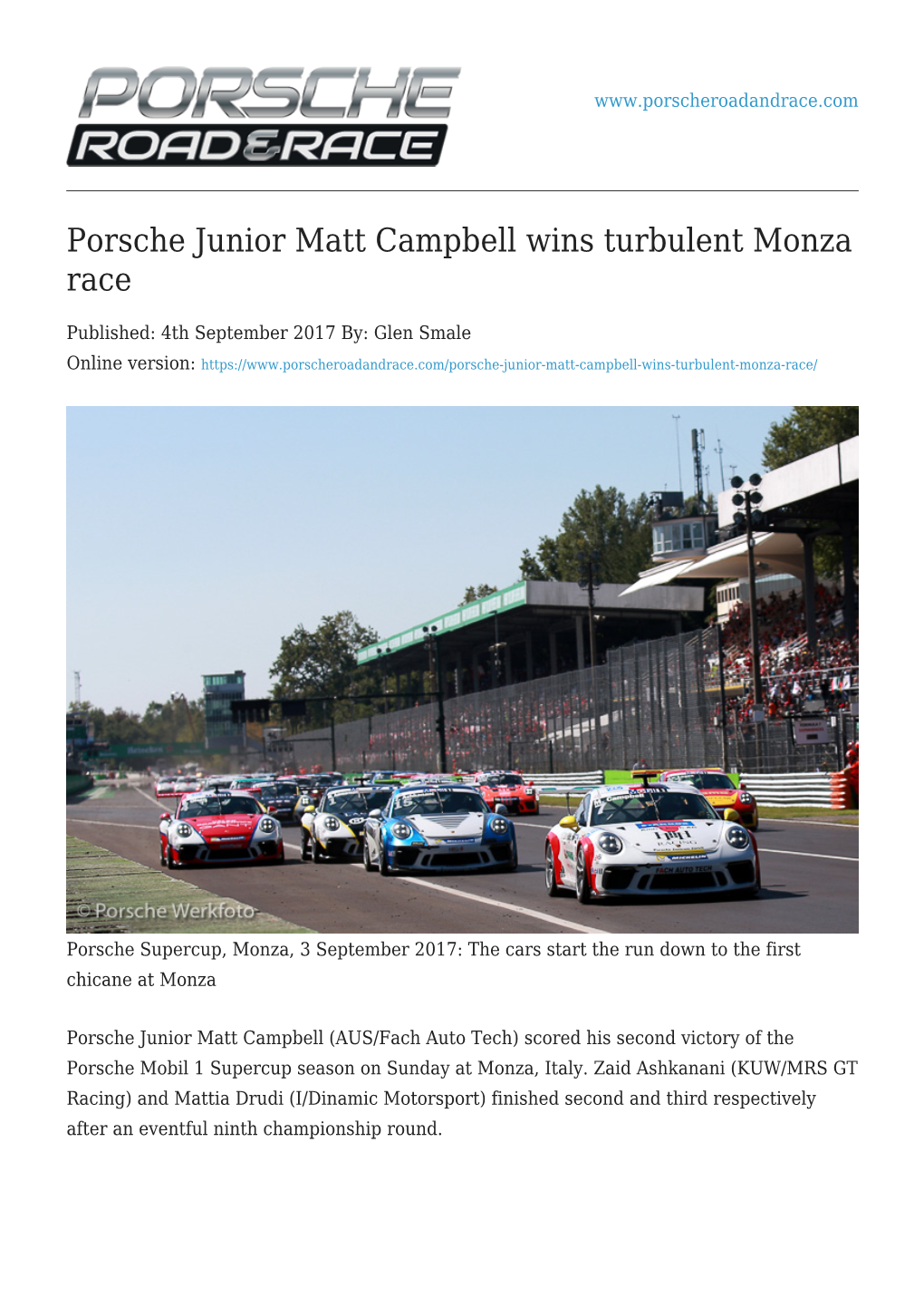 Porsche Junior Matt Campbell Wins Turbulent Monza Race