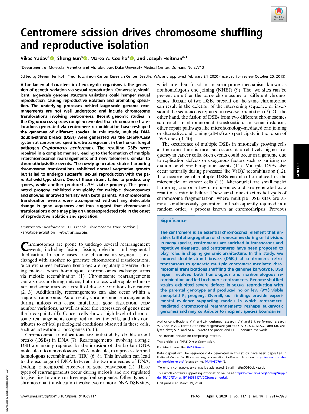 Centromere Scission Drives Chromosome Shuffling and Reproductive Isolation