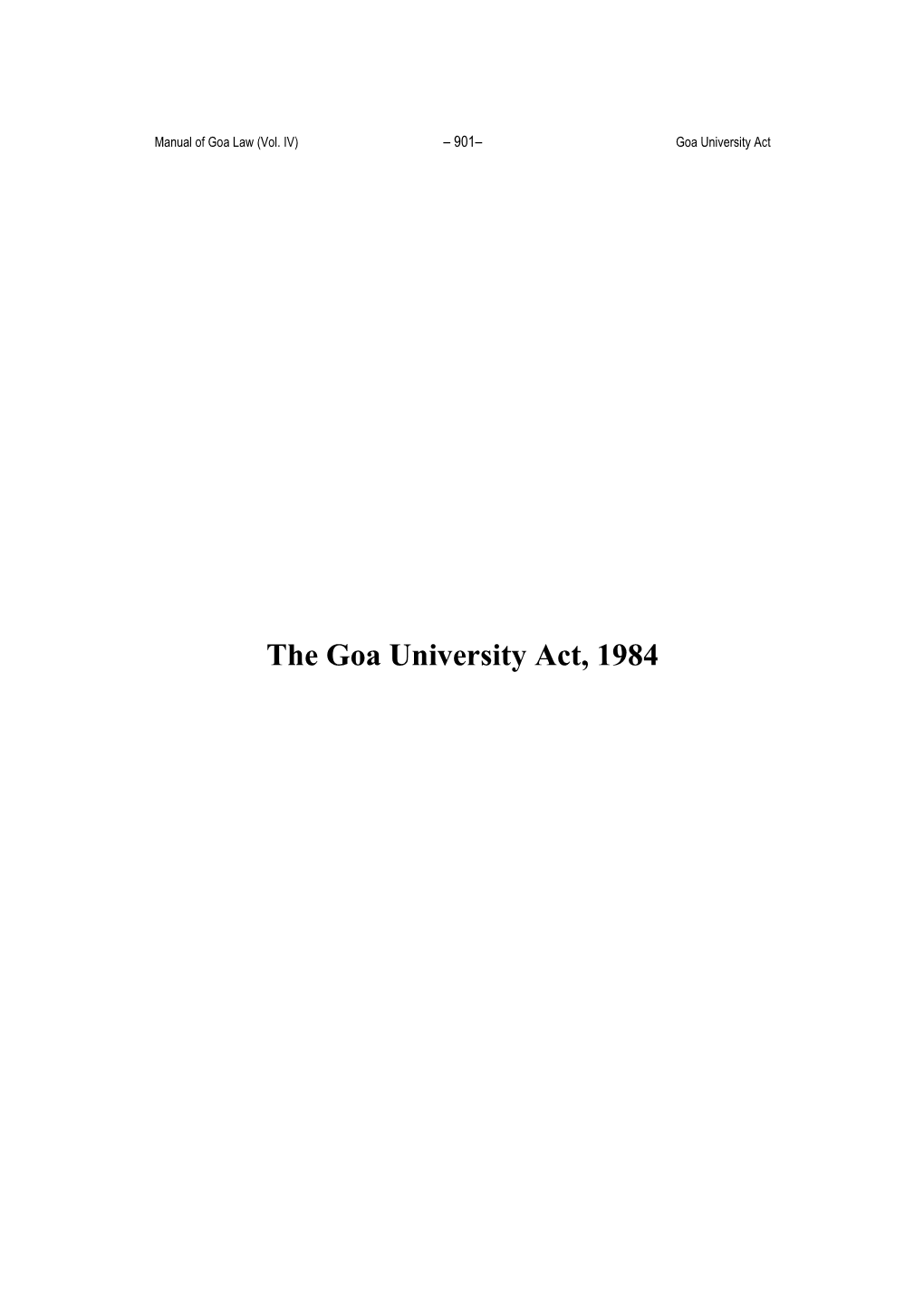 The Goa University Act, 1984