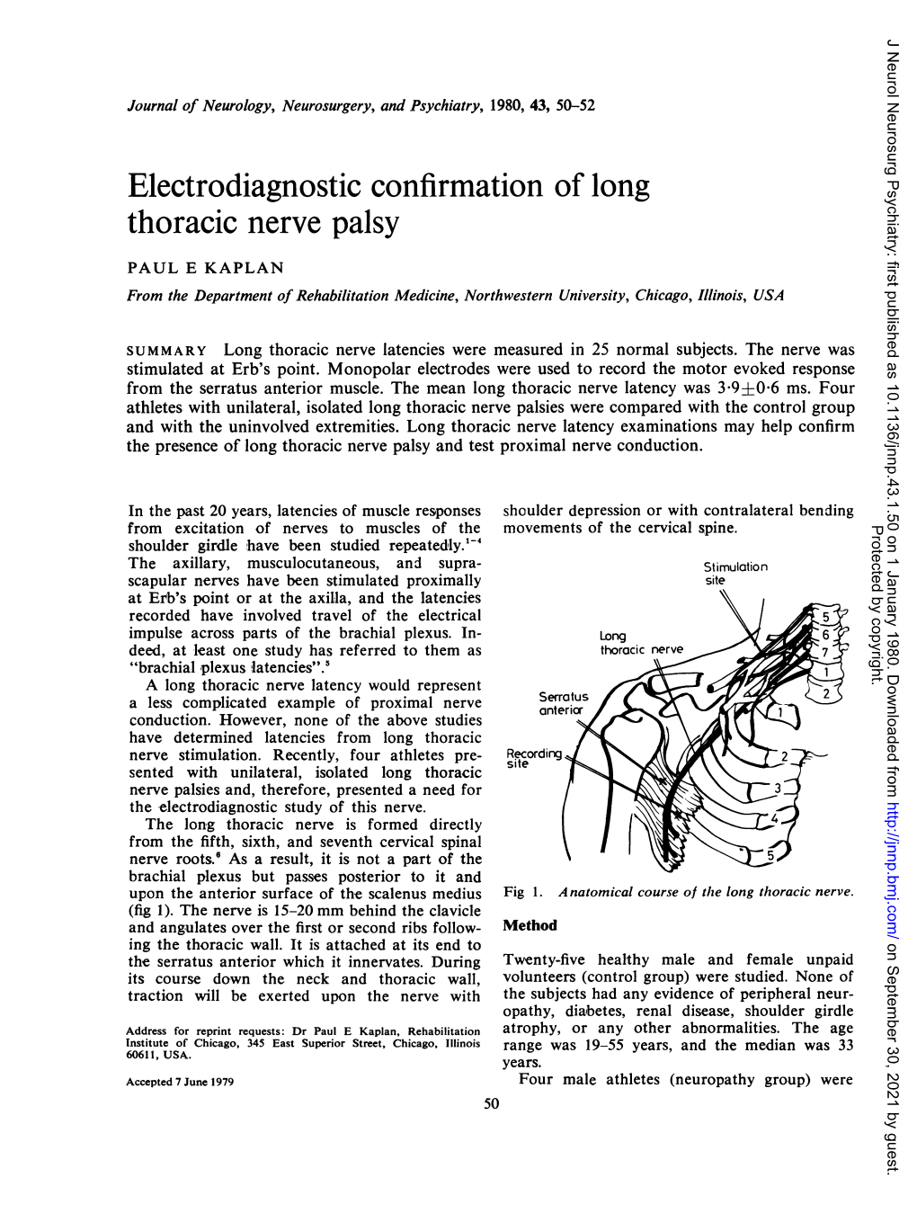 Electrodiagnostic Confirmation of Long Thoracic Nerve Palsy