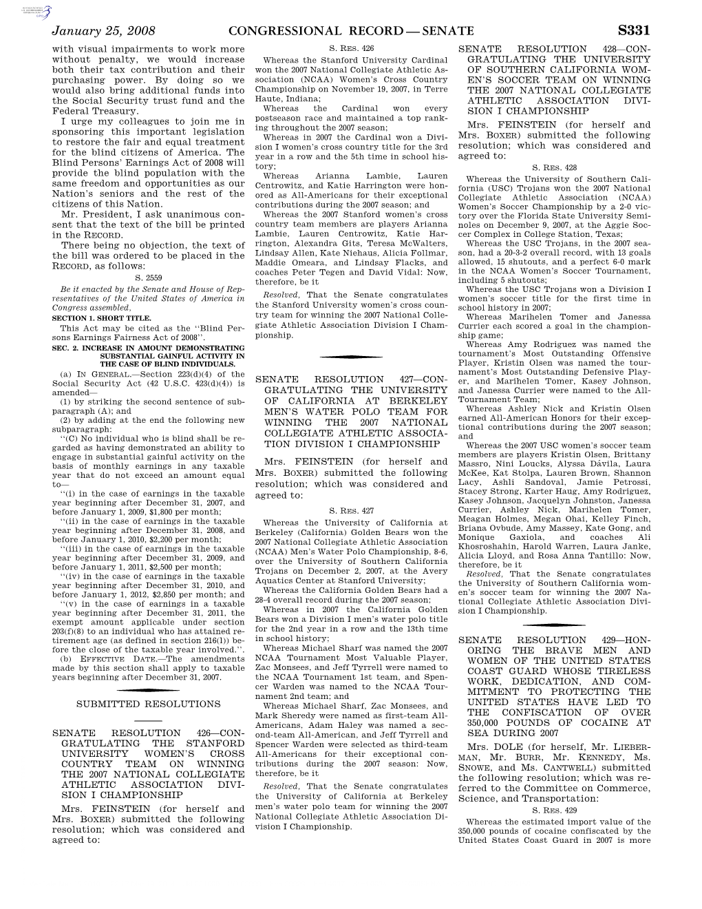 Congressional Record—Senate S331