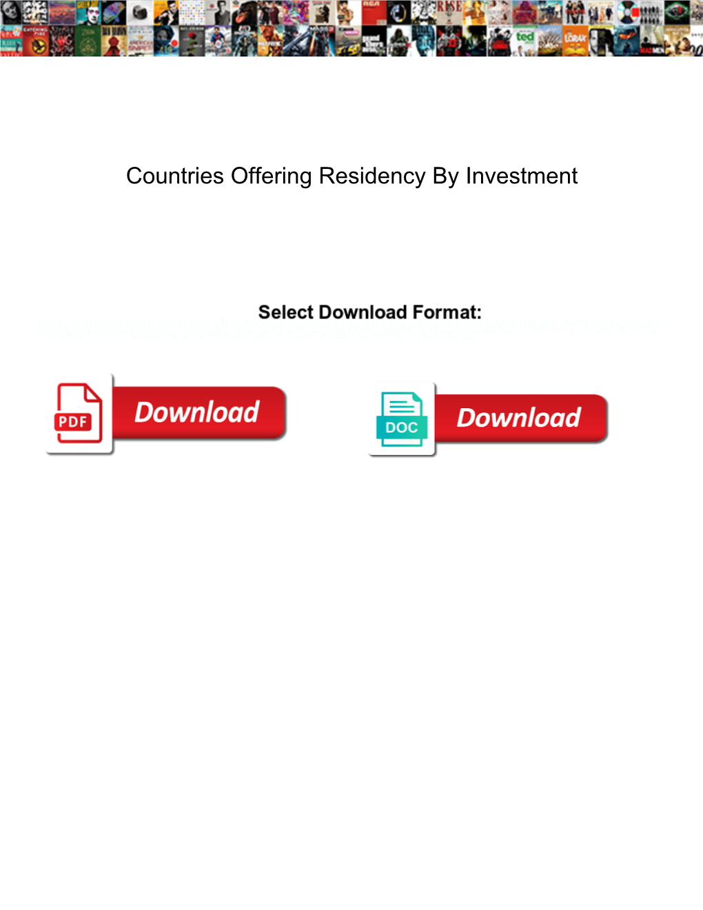 Countries Offering Residency by Investment