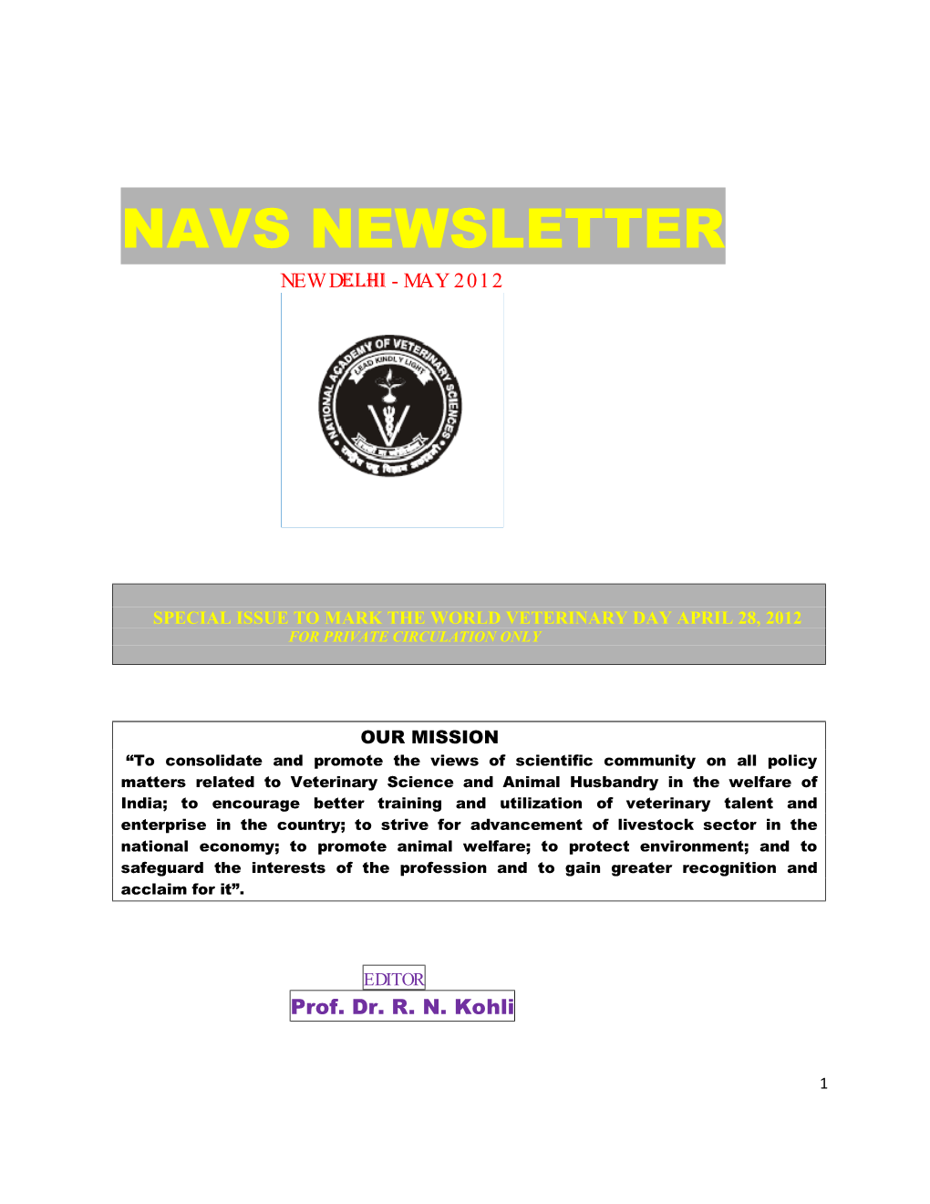 NAVS NEWSLETTER WVD SPL. ISSUE May 2012 New Microsoft