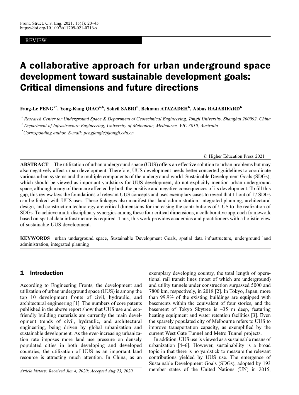 A Collaborative Approach for Urban Underground Space Development Toward Sustainable Development Goals: Critical Dimensions and Future Directions