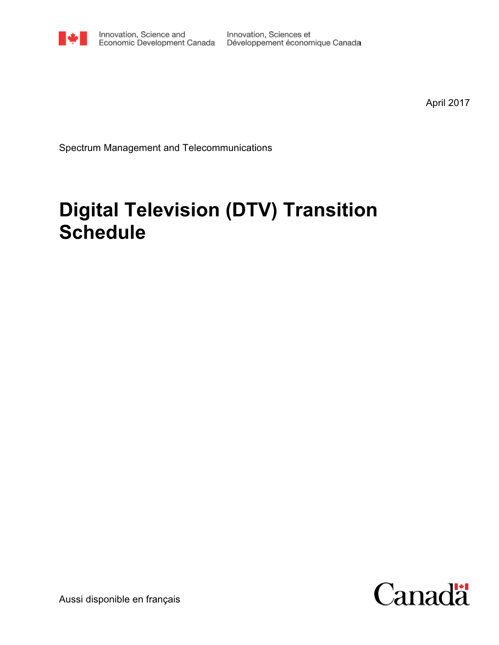 (DTV) Transition Schedule