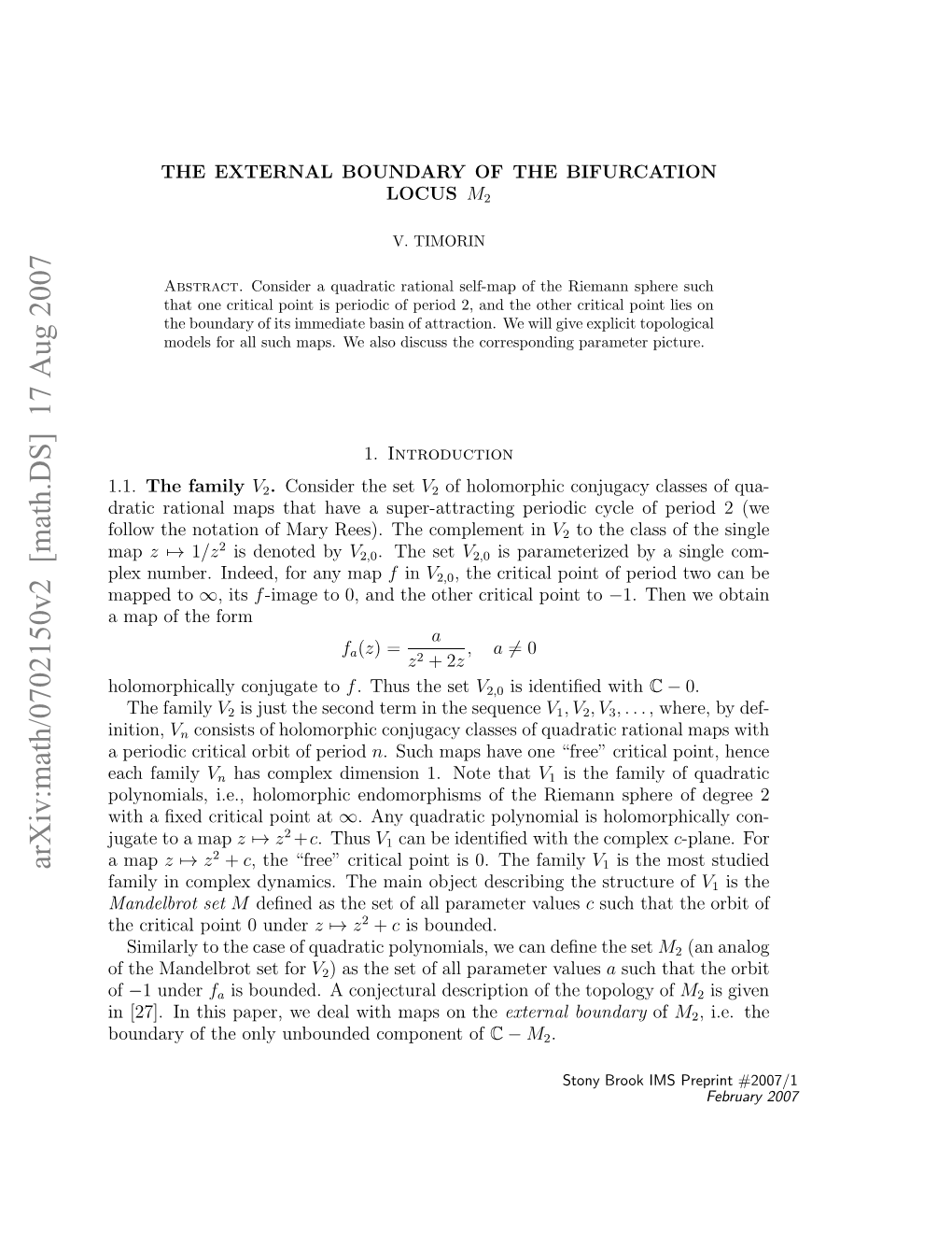 Arxiv:Math/0702150V2