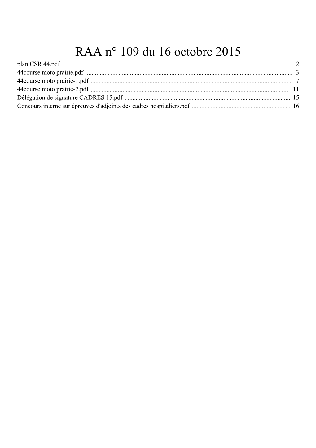 RAA N° 109 Du 16 Octobre 2015