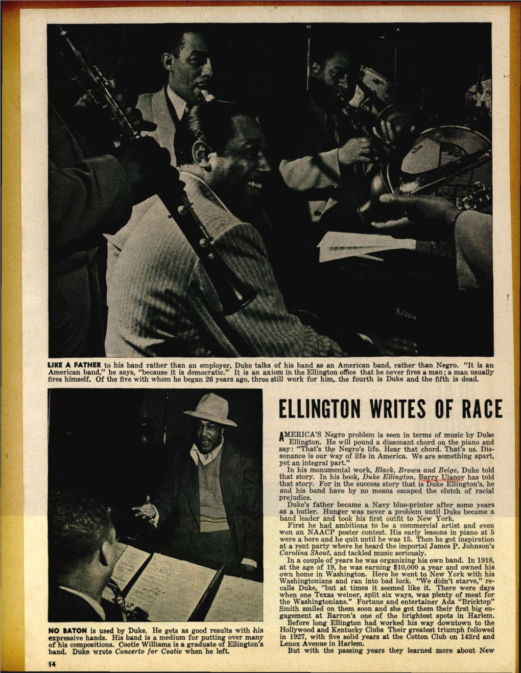 ELLINGTON WRITES of RACE AMERICA's Negro Problem Is Seen in Terms of Music by Duke N Ellington