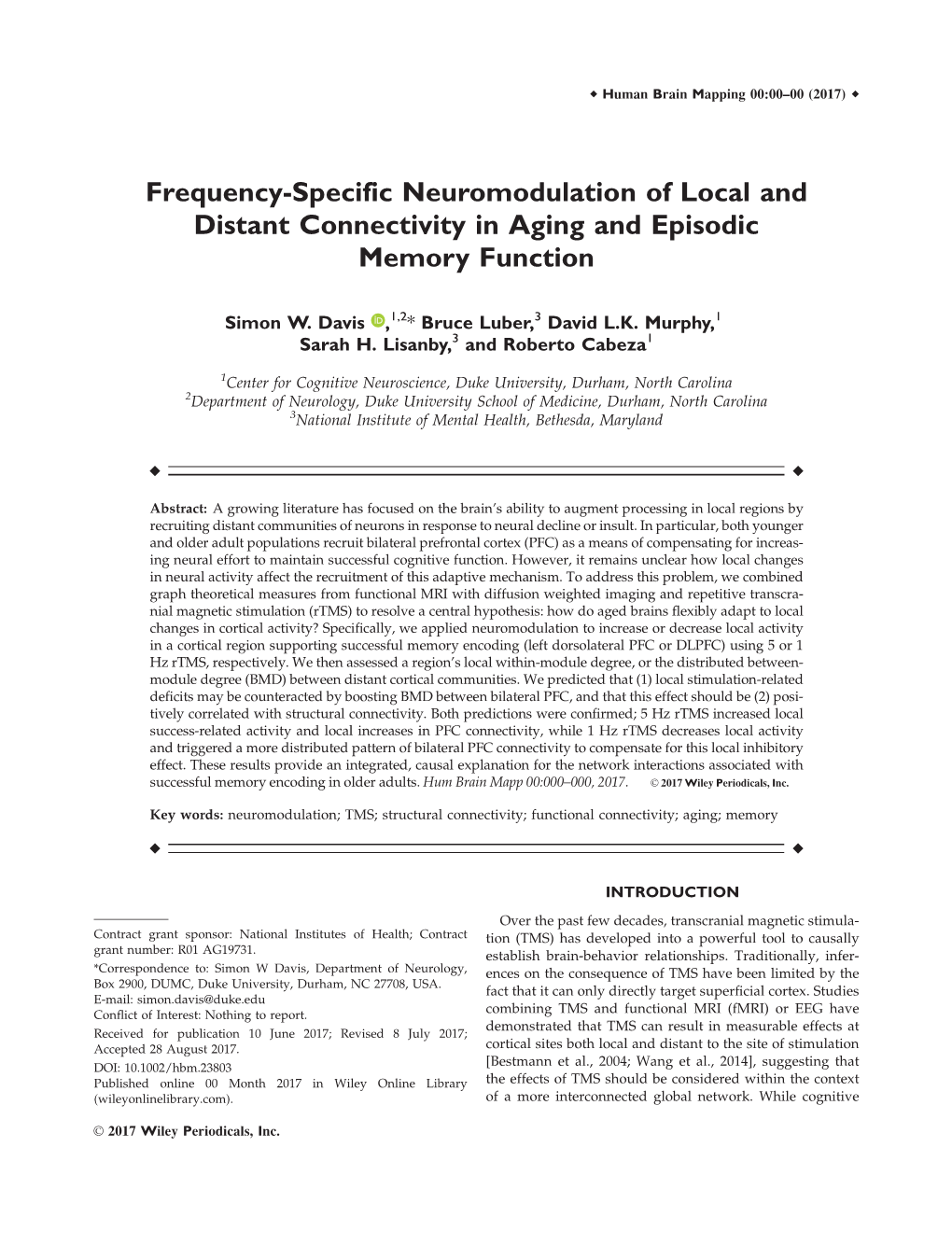 Frequency‐Specific Neuromodulation of Local and Distant Connectivity In