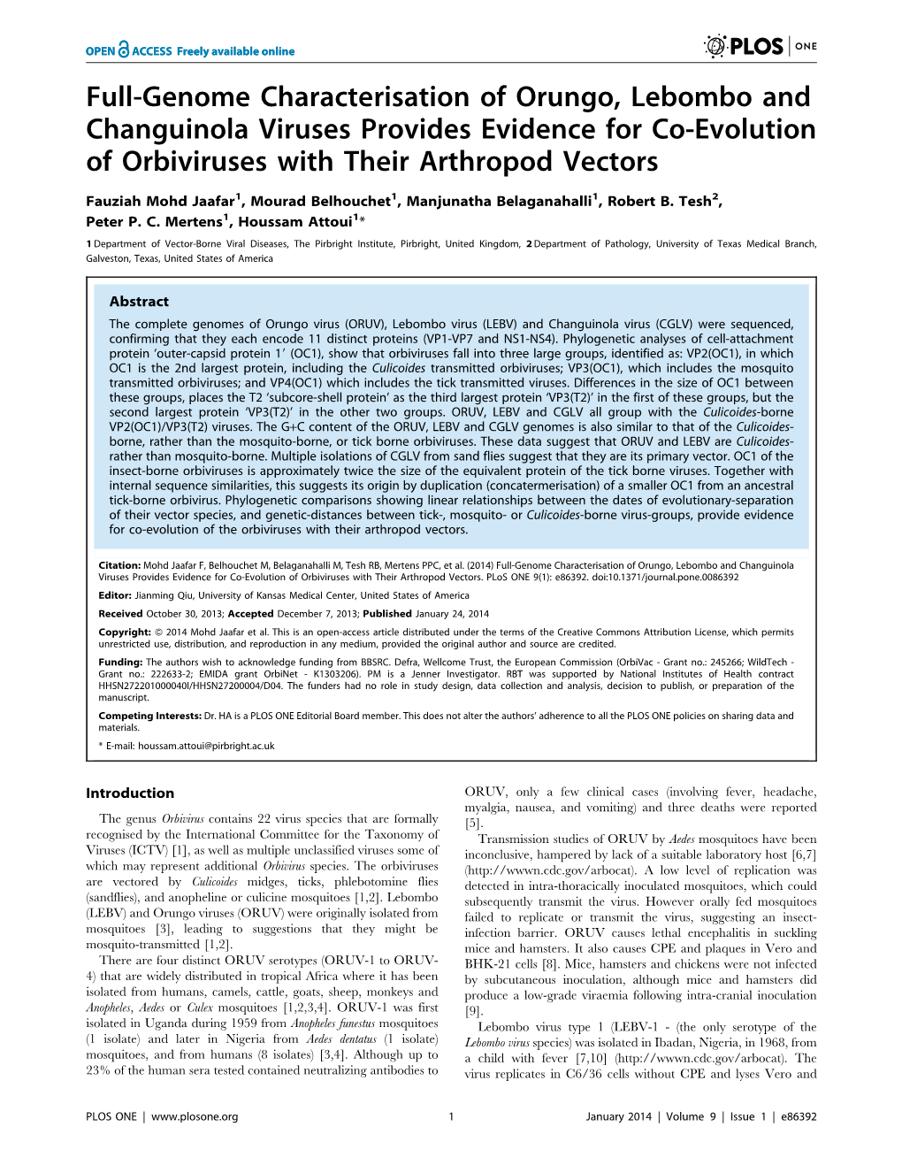 Full-Genome Characterisation of Orungo, Lebombo and Changuinola Viruses Provides Evidence for Co-Evolution of Orbiviruses with Their Arthropod Vectors